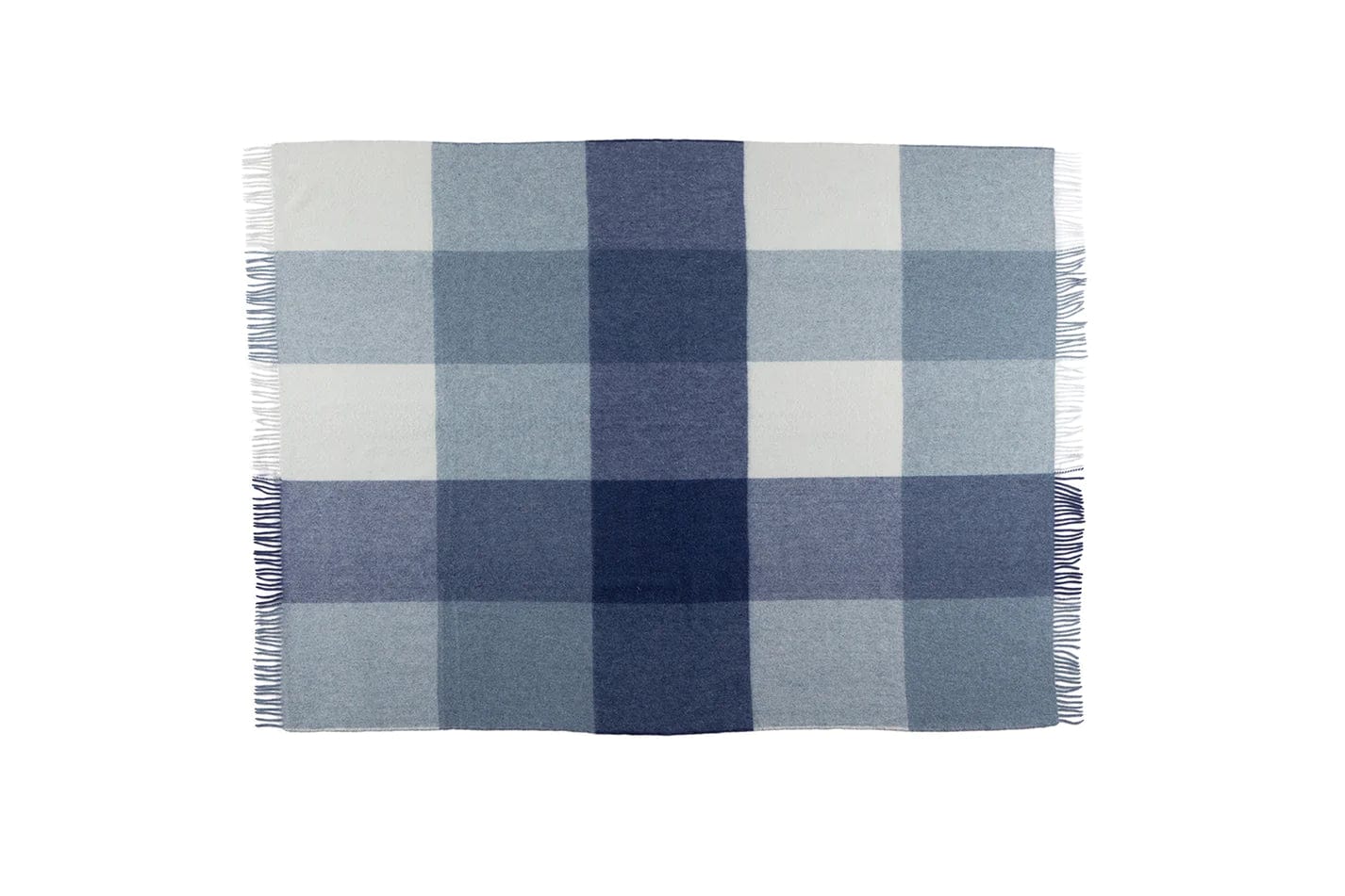 Hattarvik Recycled Alpaca and Wool Blue Plaid Throw - Thumbnail 2