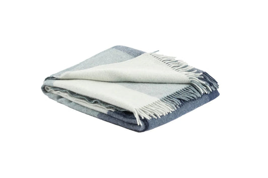 Hattarvik Recycled Alpaca and Wool Blue Plaid Throw - Throw