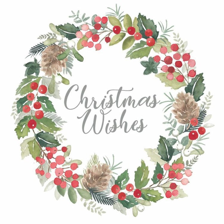 Holiday Beverage Napkins - Merry Wreath