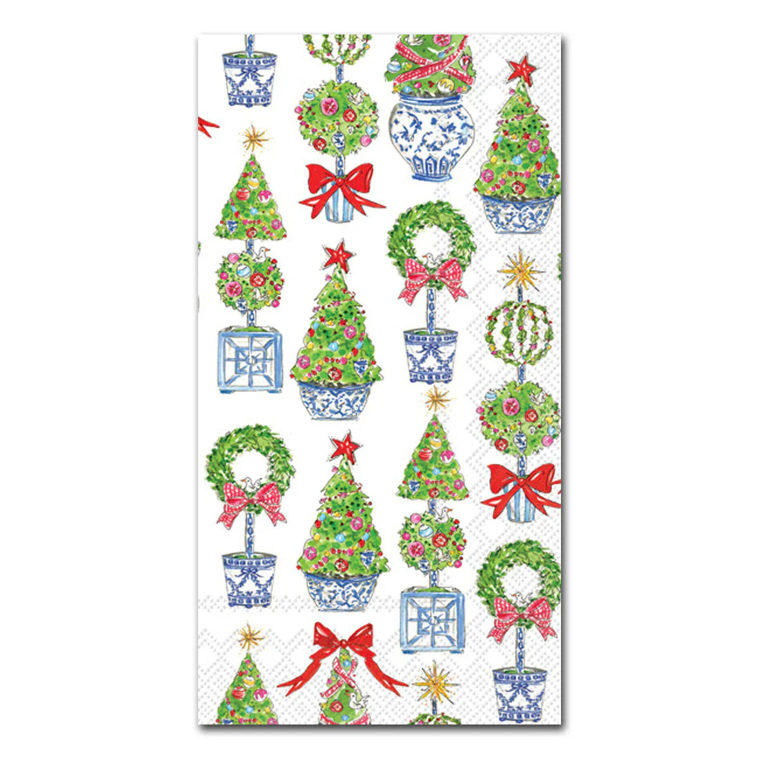 Holiday Paper Guest Towels - Bright Topiary Trees - Holiday
