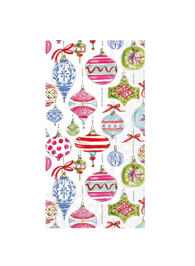 Holiday Paper Guest Towels - Merry Vintage Ornaments - Holiday