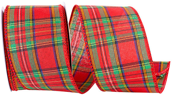 Holiday Plaid Multi Classic Wired Edge Ribbon - Holiday
