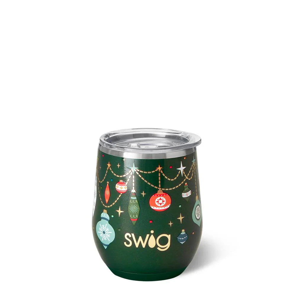 Holiday Swig Life Insulated Cups - Deck the Halls 12oz Stemless Wine Cup