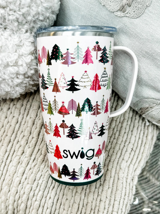 Holiday Swig Life Insulated Cups - Tinseled Trees 22oz Travel Mug