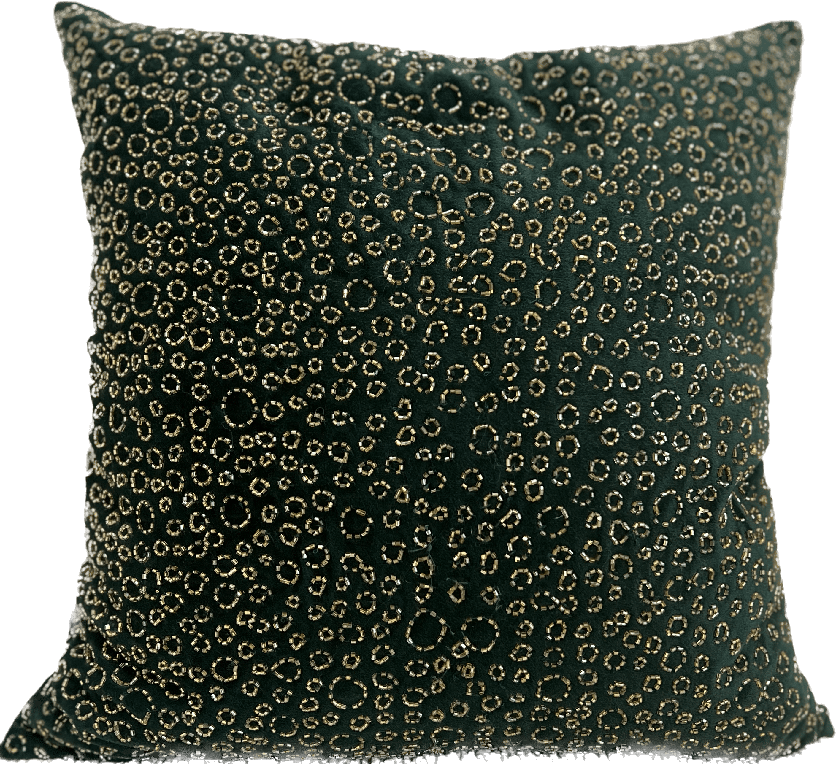 Holiday Velvet Circle Hand Beaded Pillow