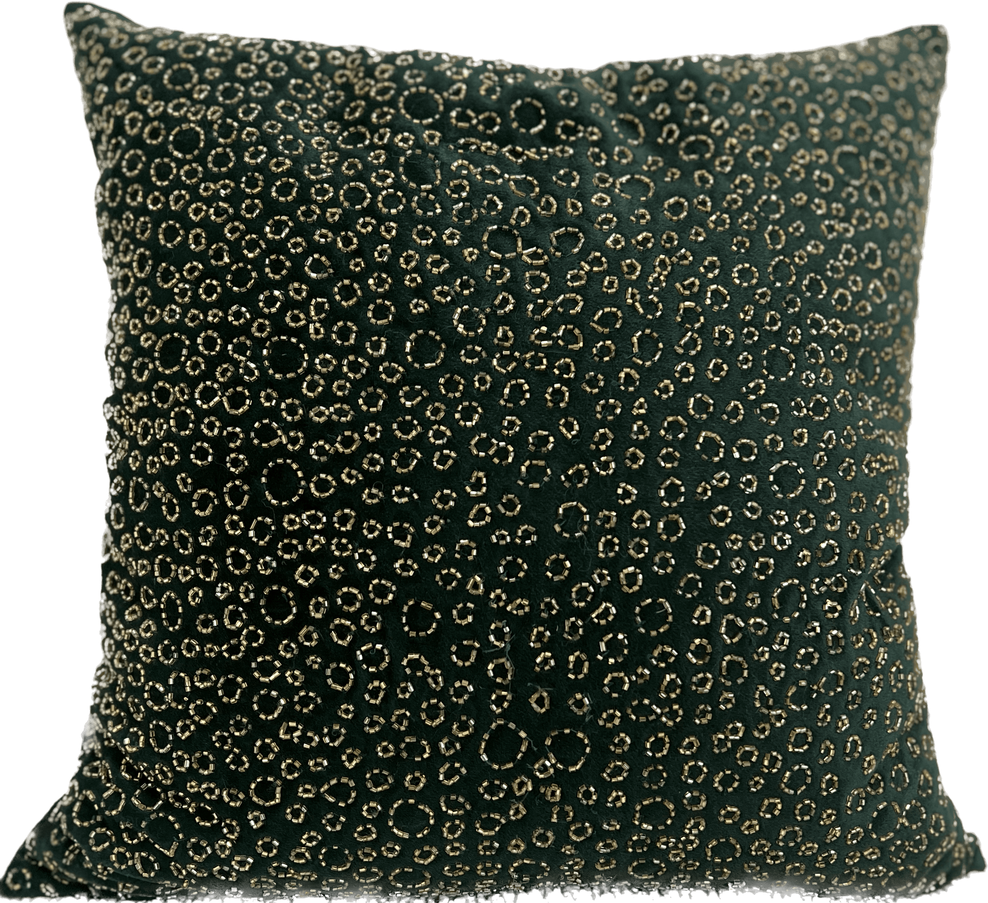 Holiday Velvet Circle Hand Beaded Pillow - Green - Holiday