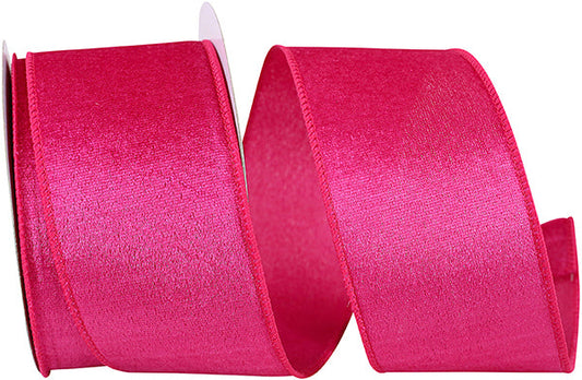 Holiday Velvet Plush Fuchsia Wired Edge Ribbon - Holiday