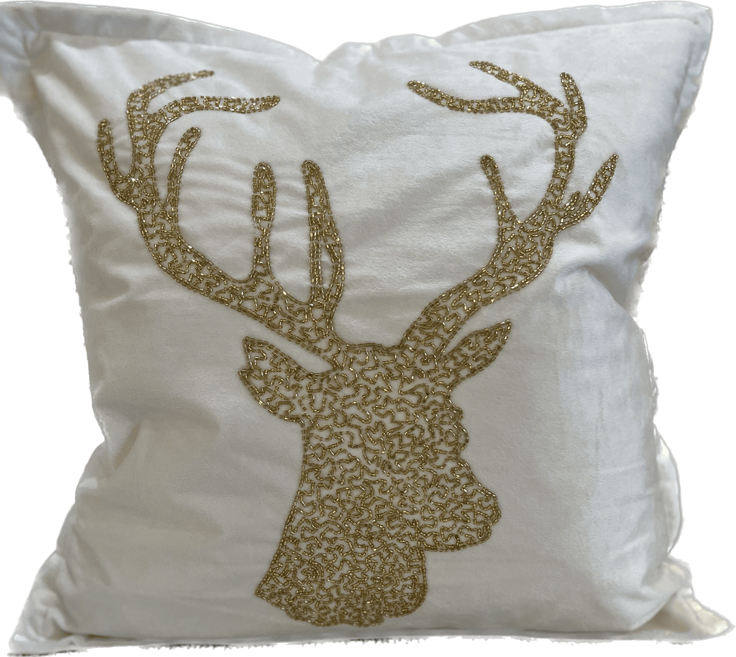Holiday Velvet Reindeer Pillow - White - Holiday