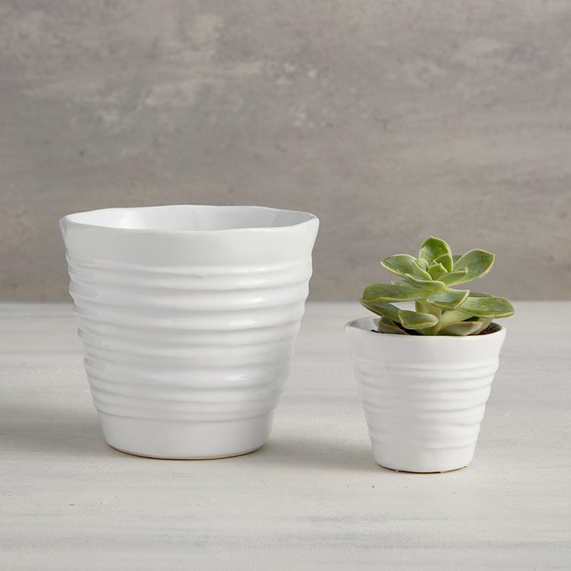Ivory White Ceramic Flower Pot - Home Decor