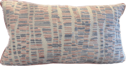 Little Edie Pink and Blue Lumbar Pillow with Pink Velvet Back - Pillows
