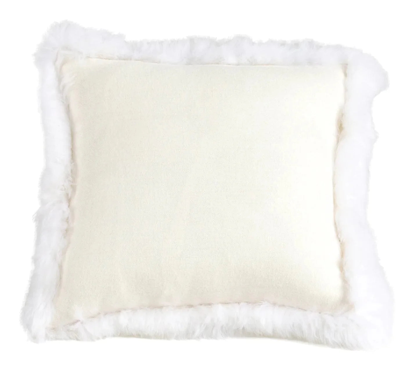 Luxurious Woven Pillow with Alpaca Trim - White 17.7’’ x 17.7’’ - Pillows