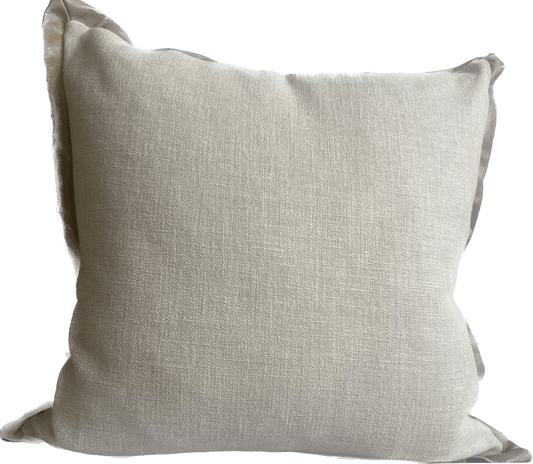 Madison Linen Pillow with Leather Flange - Pillows