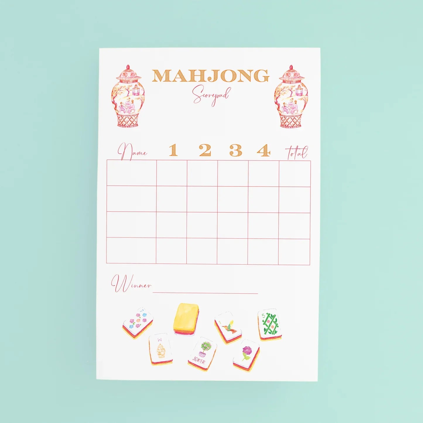 Mahjong Score Pad by Taylor Paladino - Sunset Pink - Notepad