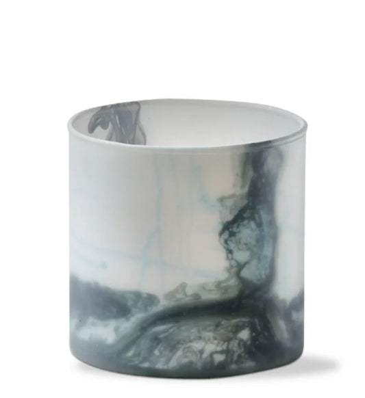 Matte Finish Glass Tealight Holder with Marbled Finish - Candle Holder