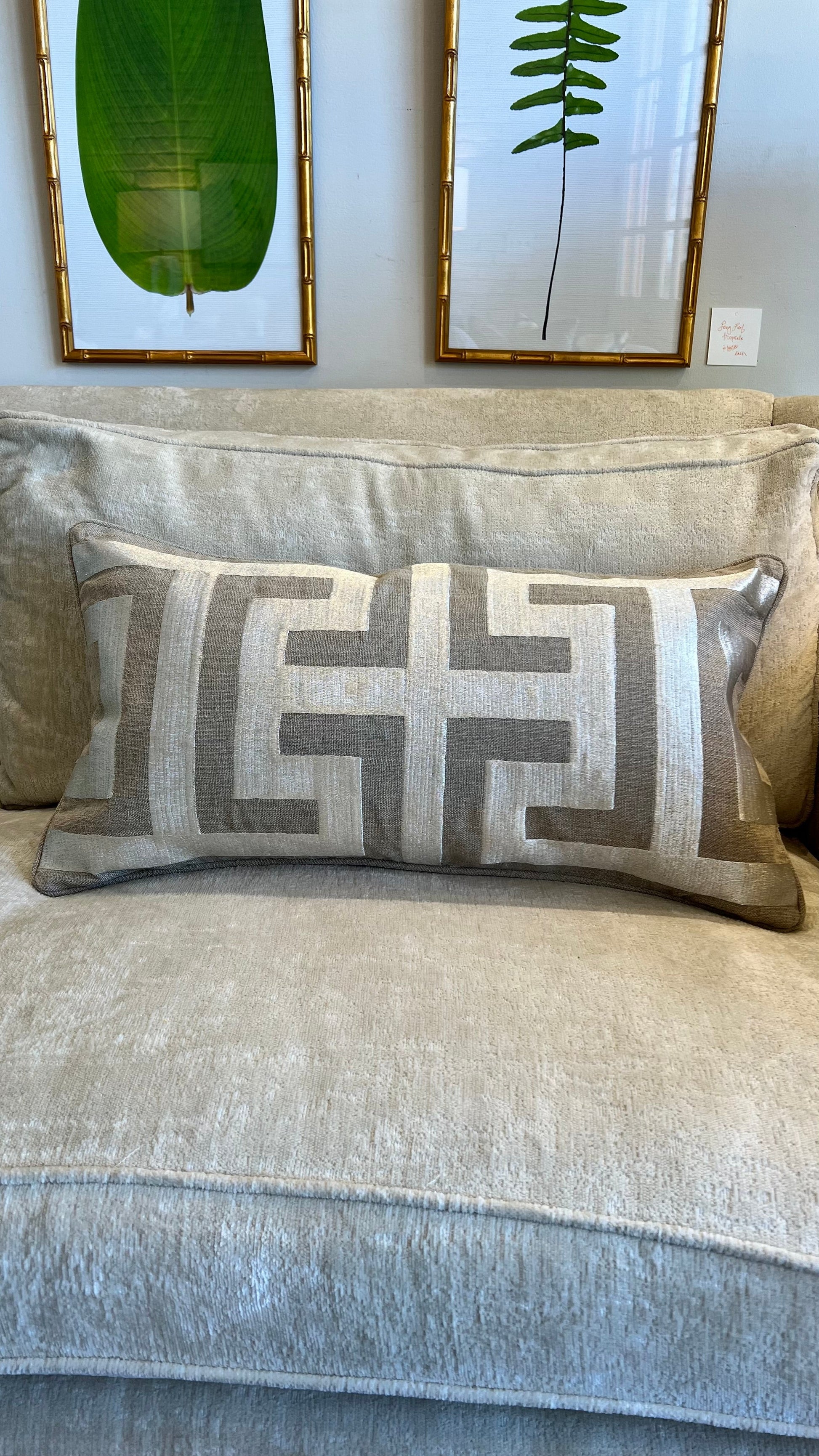 Maze Linen Embroidered Pillows - 14 x 26 Lumbar - Pillows