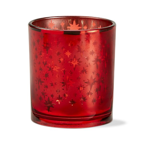 Mercury Glass Tea Light Holder - Red Star Mercury Tea Light Holder - Holiday