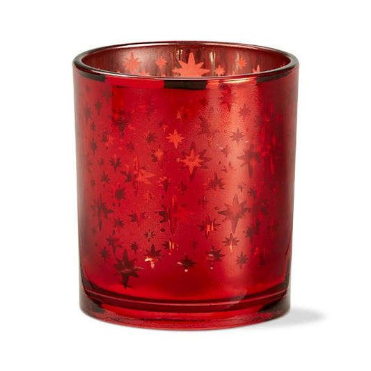 Mercury Glass Tea Light Holder - Red Star Mercury Tea Light Holder - Holiday