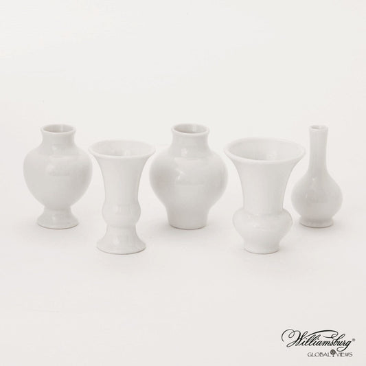 Mini Chinoise Vases- White- Set of 5 - Home Decor