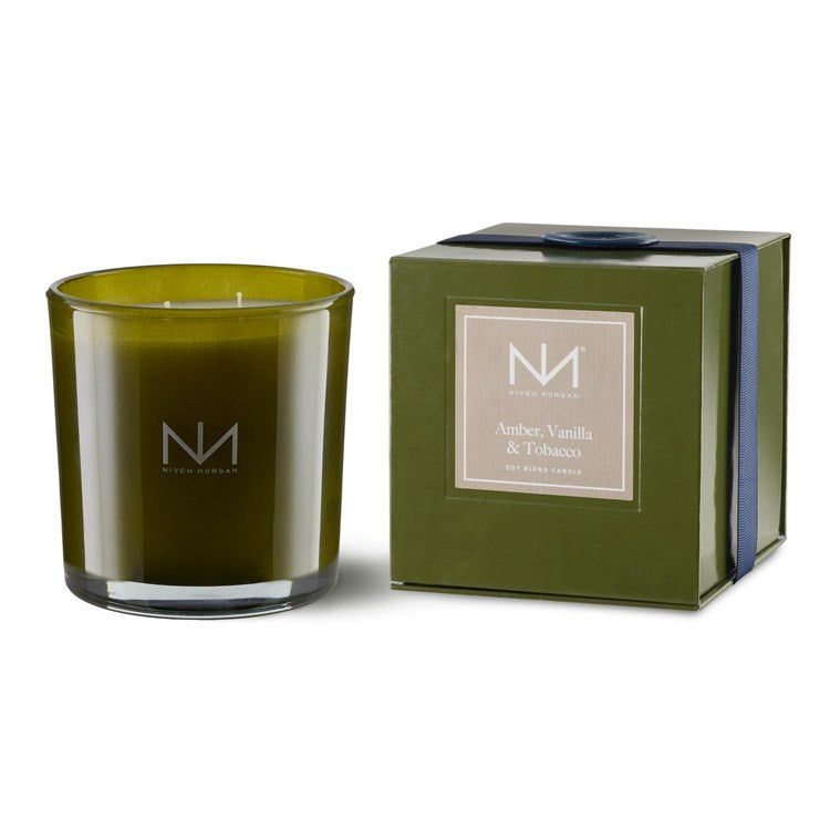 Niven Morgan Verdant Collection 2-Wick Candles - Amber Vanilla and Tobacco