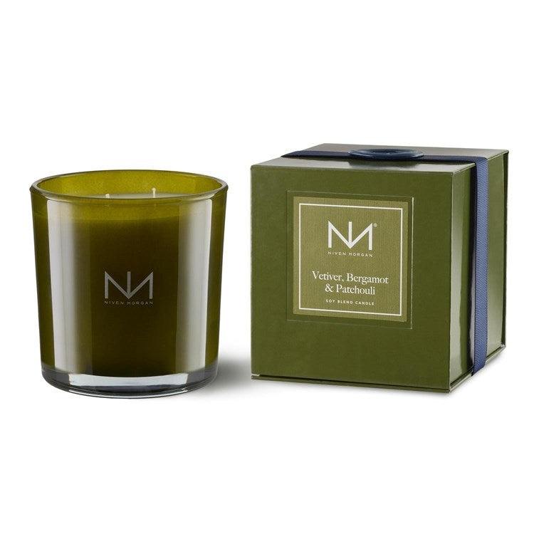 Niven Morgan Verdant Collection 2-Wick Candles - Vetiver Bergamot and Patchouli