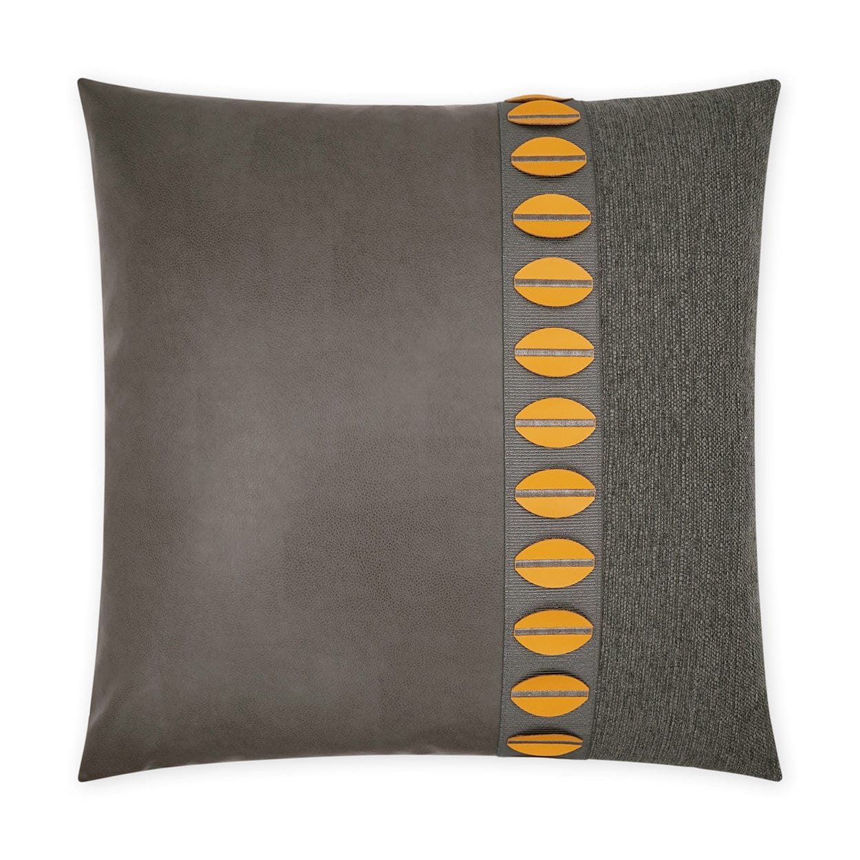 Paros Vegan Leather and Linen Pillow - Thumbnail 2