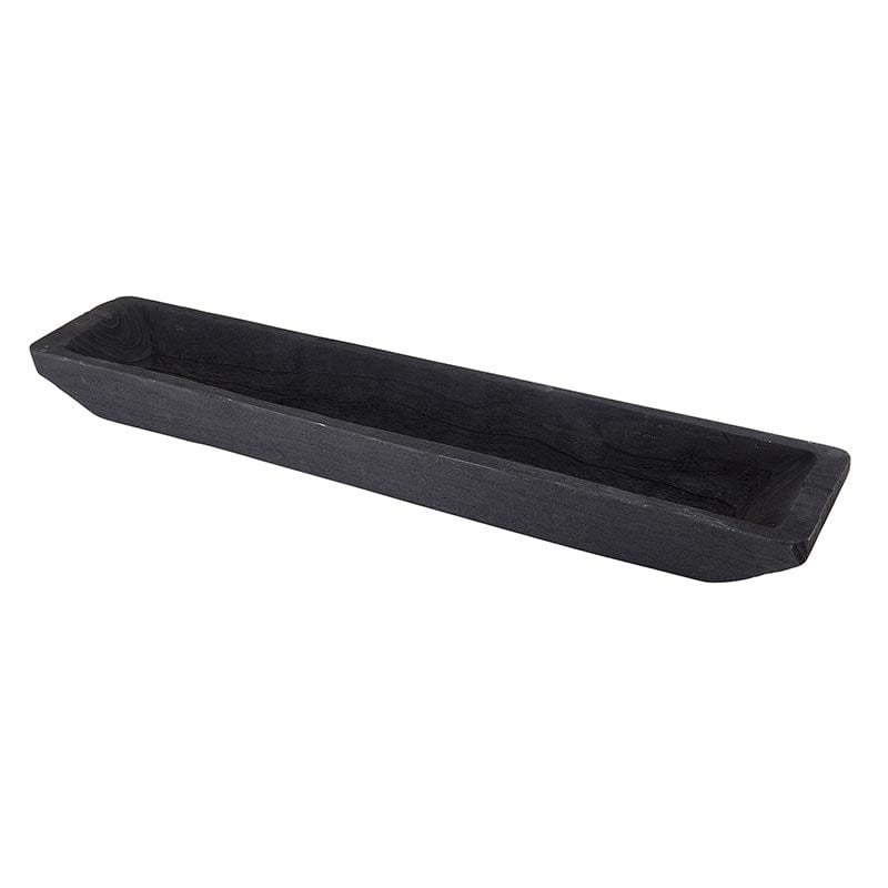 Paulownia Wood Rectangle Tray - Black - Home Decor