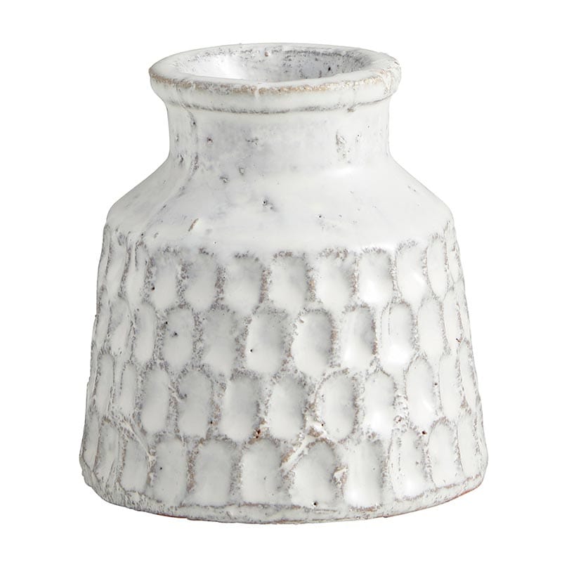 Petite White Ceramic Flower Pot - Home Decor