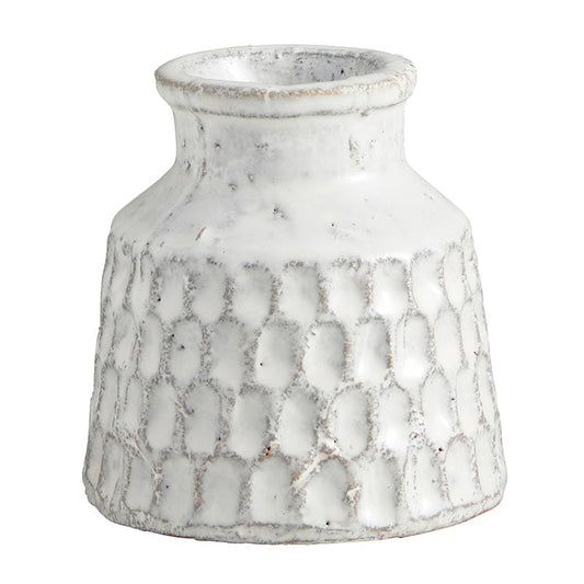Petite White Ceramic Flower Pot - Home Decor