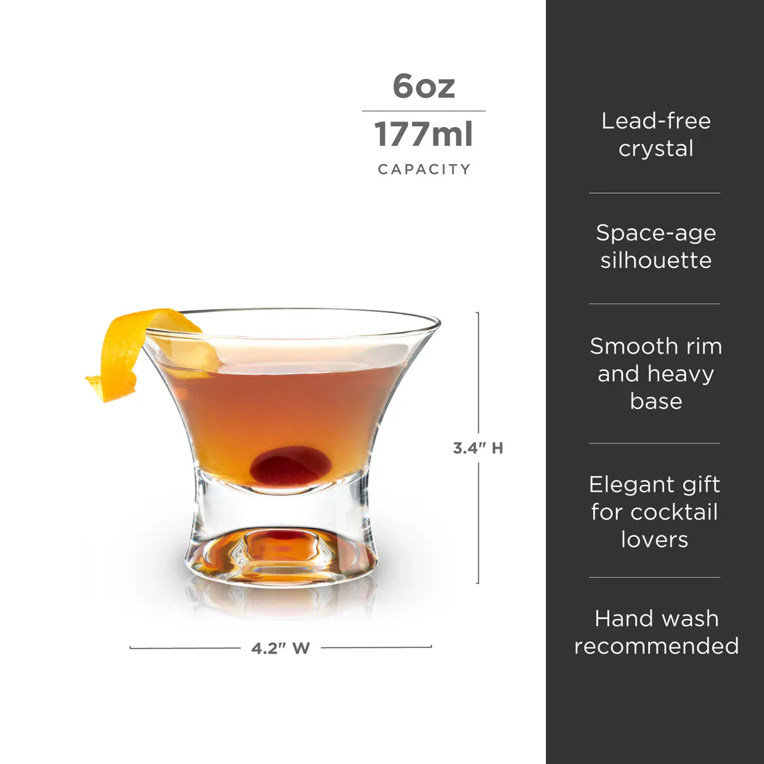 Raye Heavy Base Stemless Crystal Manhattan Glasses - Set of 2 - Thumbnail 3