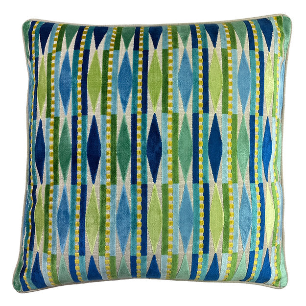 Razzle Dazzle Cut Velvet Pillow- Calypso - Pillows