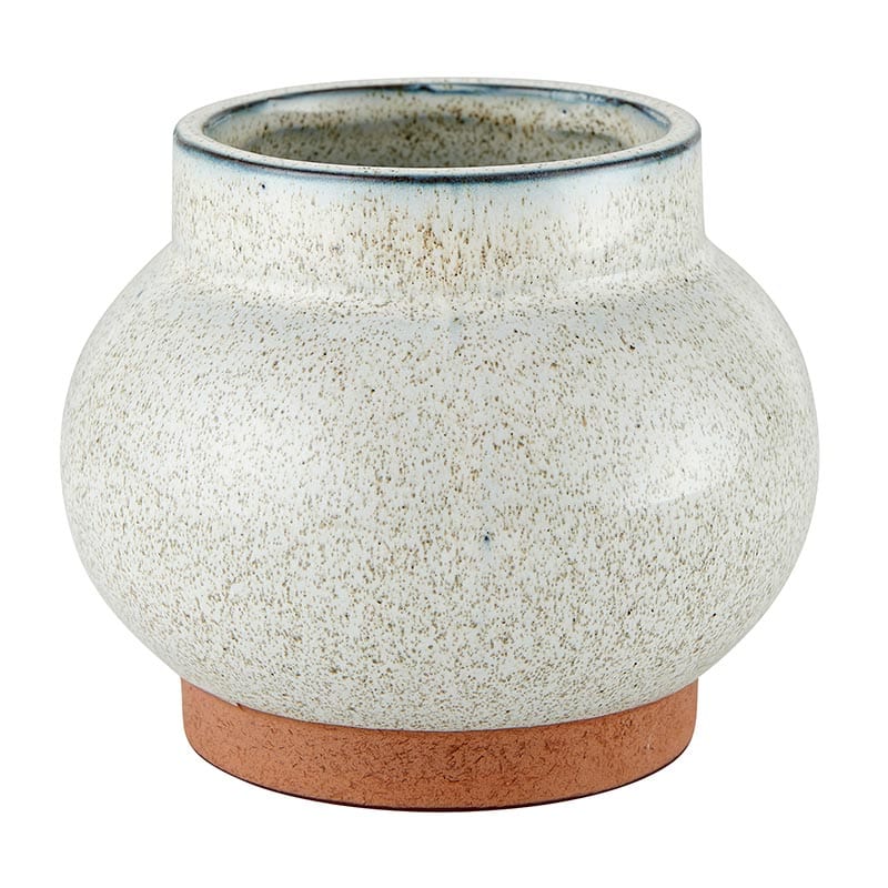Round Ceramic Vase with Speckle Finish - Home Decor