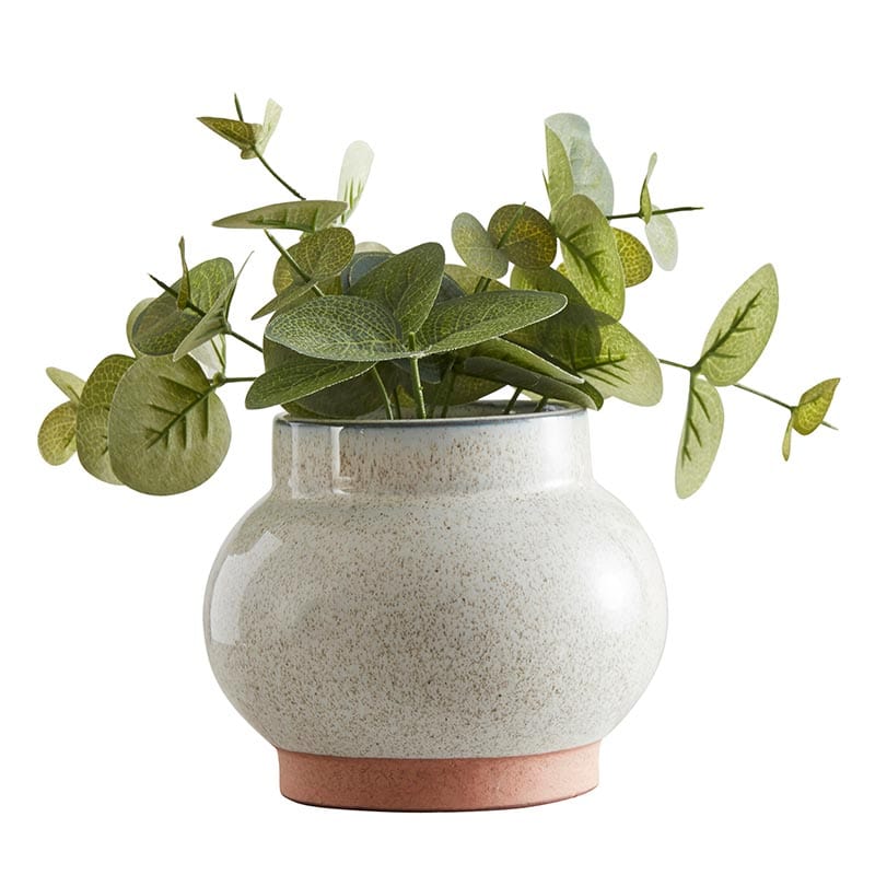 Round Ceramic Vase with Speckle Finish - Home Decor
