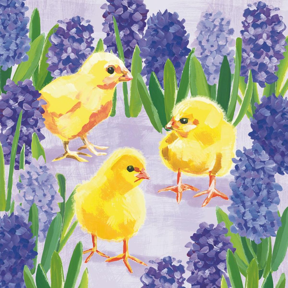 Spring Beverage Napkins 2025 - Chicks in Hyacinth - Beverage Napkins