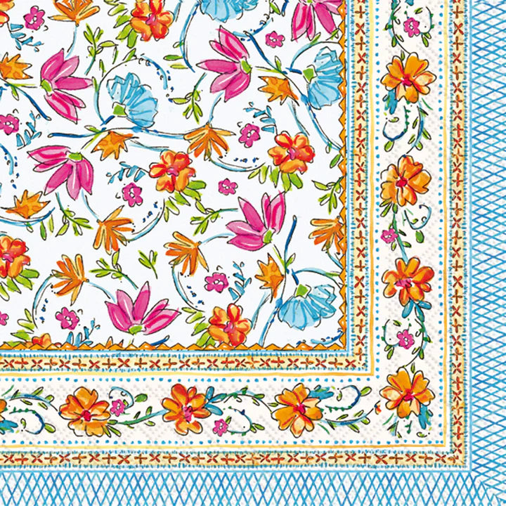 Spring Beverage Napkins 2025 - Floral Block Print - Beverage Napkins