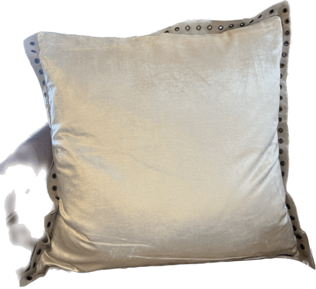 Swanky Velvet Pillow with Linen Riveted Trim - Aqua - Pillows