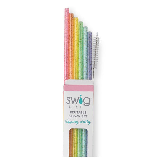 Swig Life Rainbow Glitter Straw Set - Drinkware
