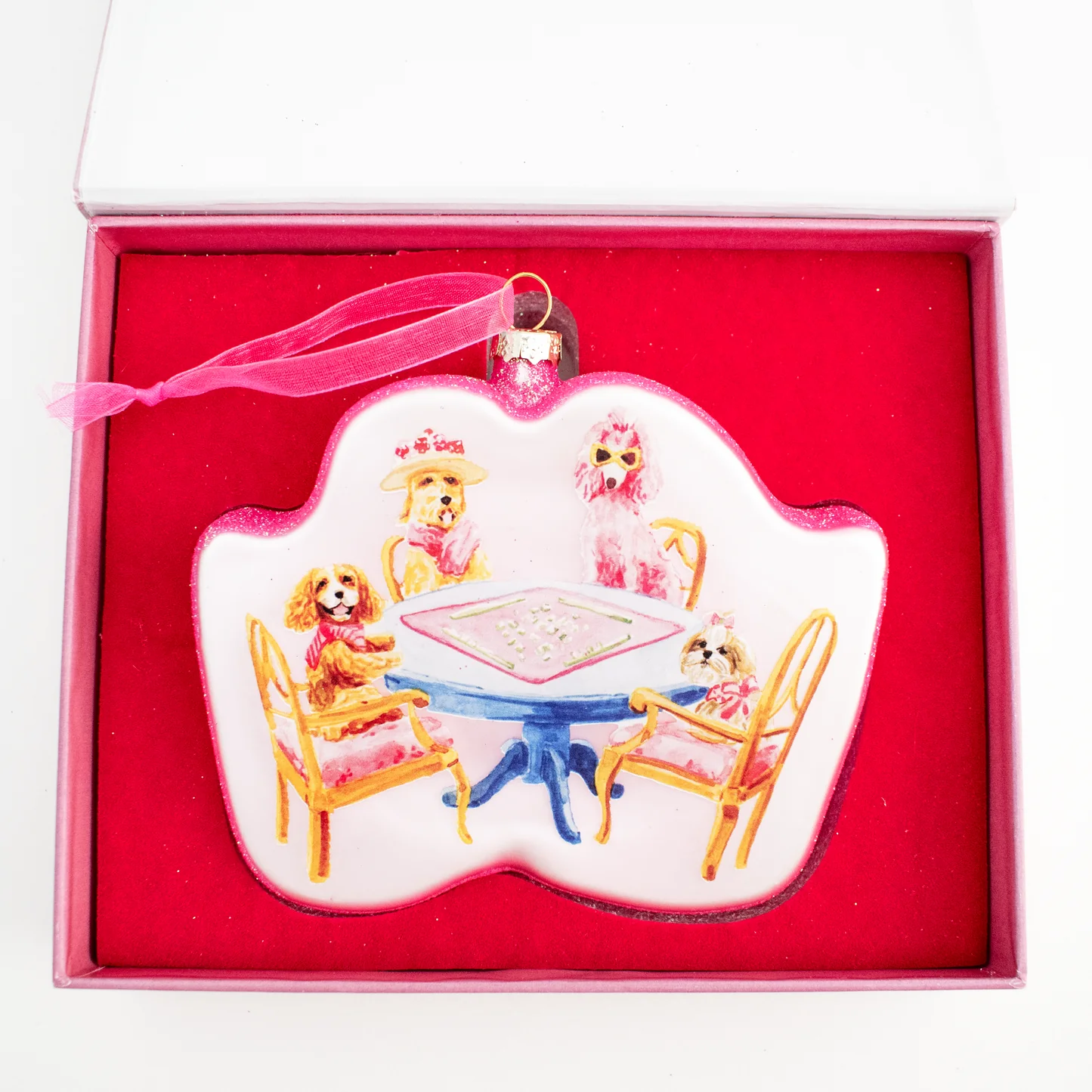 Taylor Paladino Dogs Playing Mahjong Ornament - Holiday