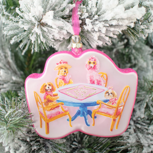 Taylor Paladino Dogs Playing Mahjong Ornament - Holiday