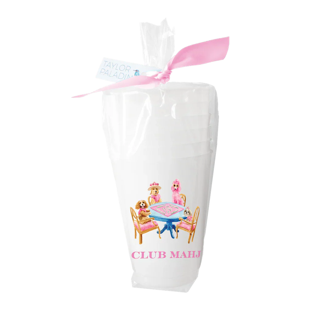 Taylor Paladino Frosted Cups - Dogs Playing Mahjong - Drinkware