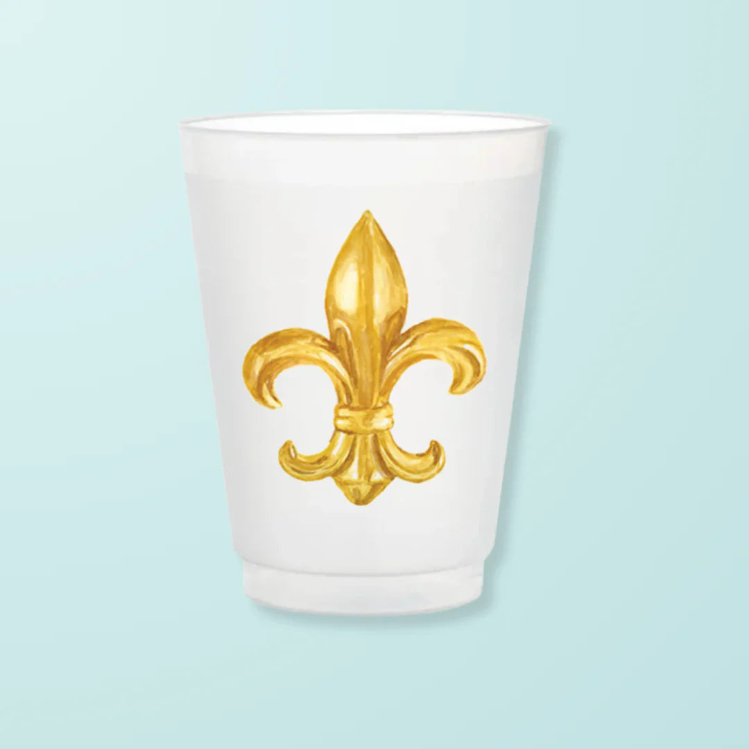 Taylor Paladino Frosted Cups - Gold Fleur de Lis - Drinkware