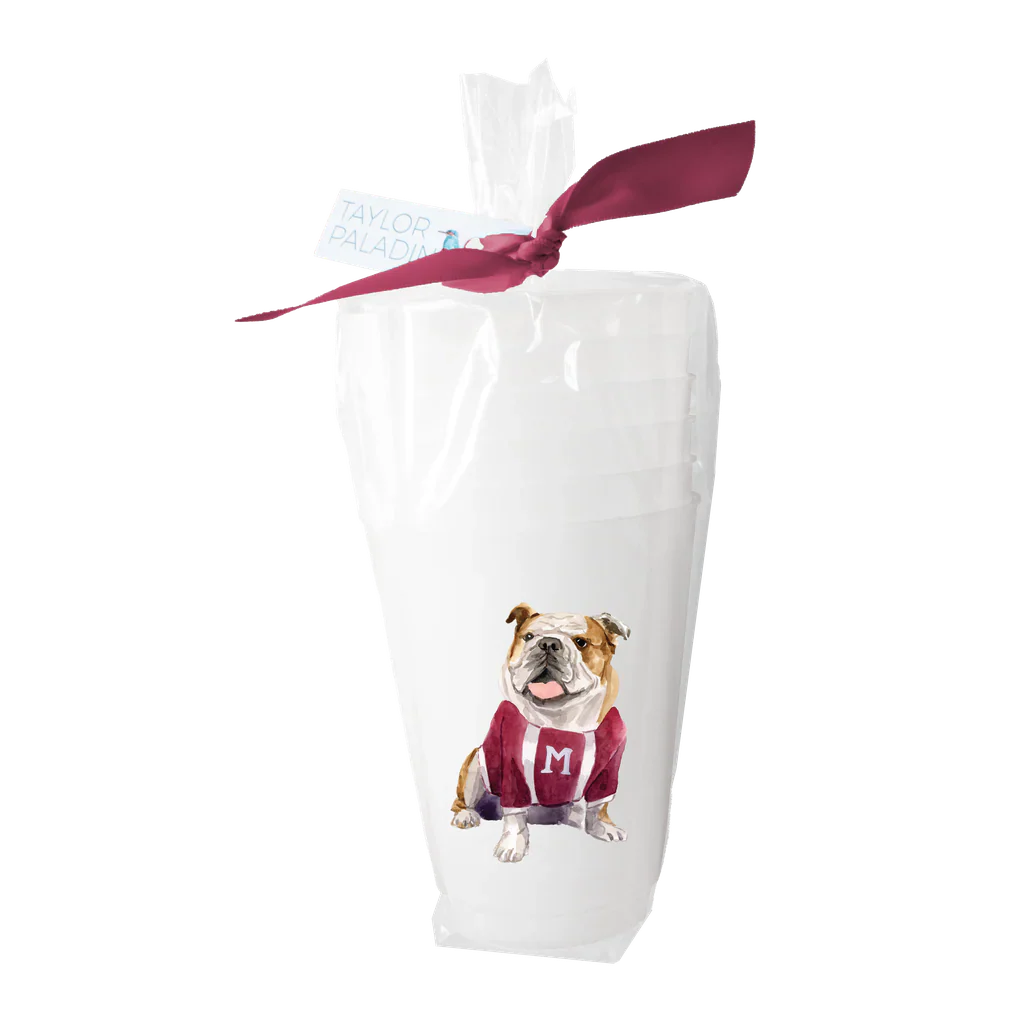 Taylor Paladino Maroon Bulldog Frosted Cups - Set of 6 - Drinkware