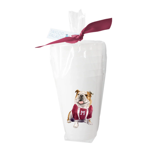 Taylor Paladino Maroon Bulldog Frosted Cups - Set of 6 - Drinkware