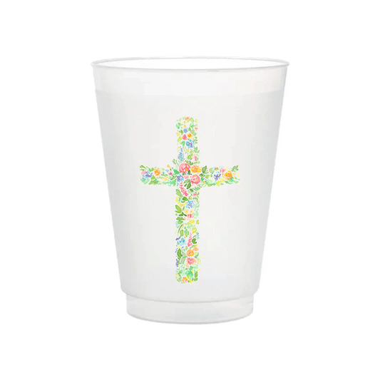 Taylor Paladino Floral Cross 16 oz Frosted Cups