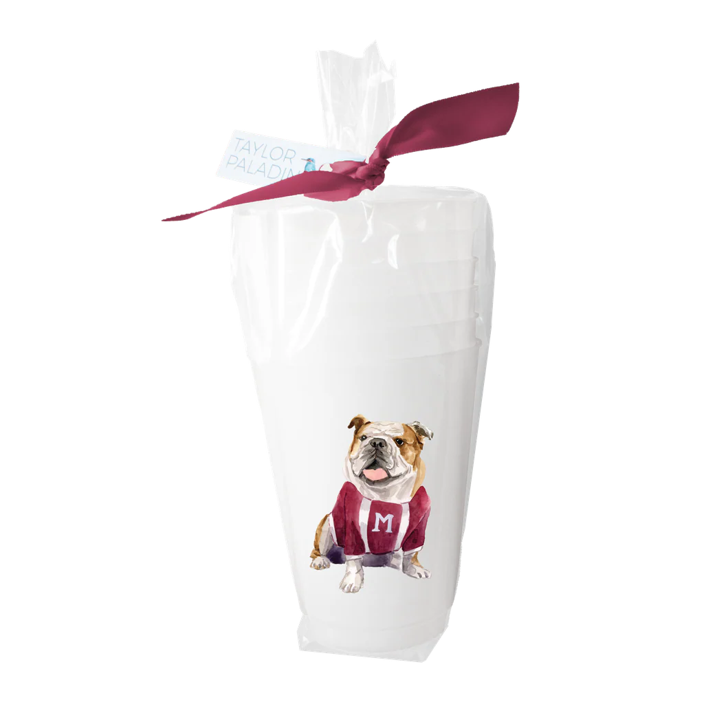 Taylor Paladino Maroon Bulldog Frosted Cups - Set of 6