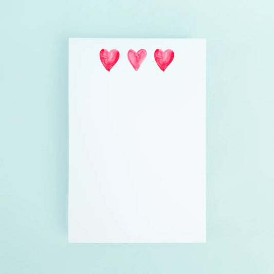 Taylor Paladino Three Pink Hearts Notepad