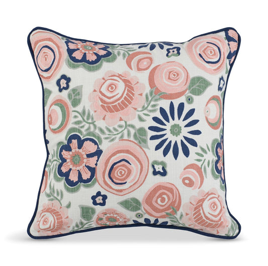 Adela Embroidered Pillow-Pink Multi