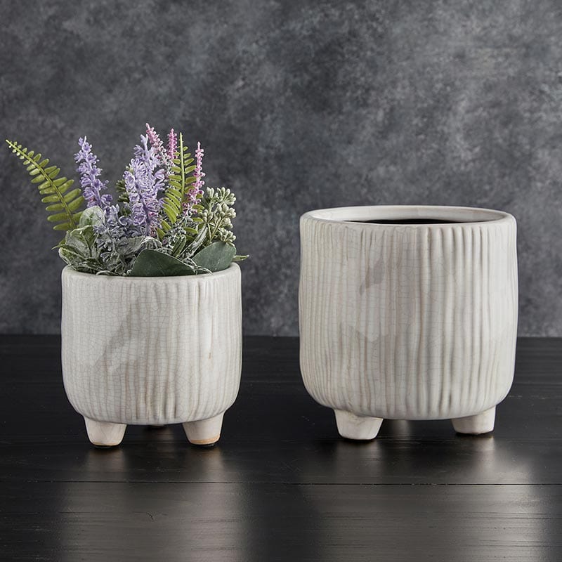 White Ceramic Pot with Feet - Home Decor