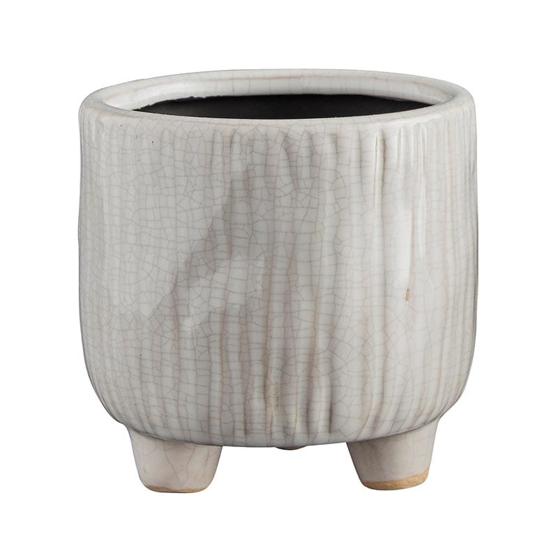 White Ceramic Pot with Feet - Home Decor