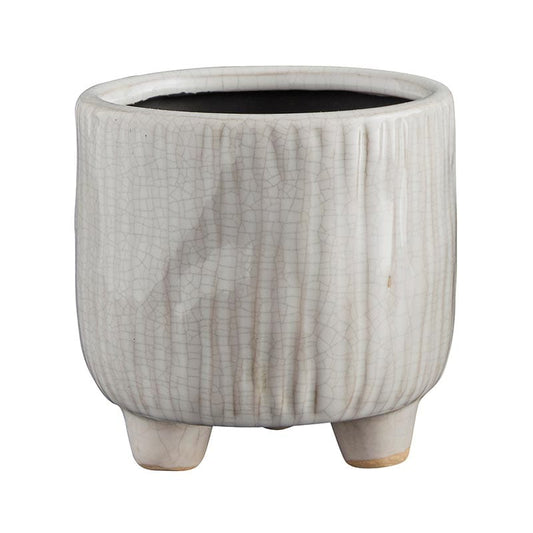 White Ceramic Pot with Feet - Home Decor