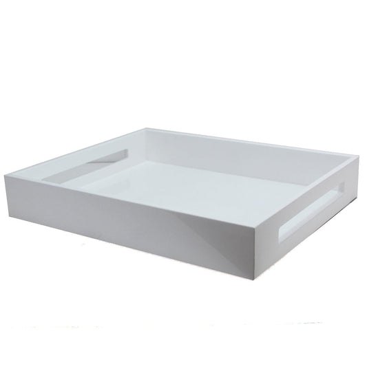 White Lacquer Rectangular Tray-Medium - Home Decor